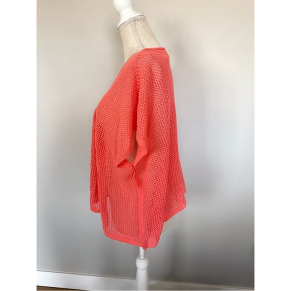 Women's Coral Open Knit V-Neck Sweater by MODA International - Picture 2 of 6